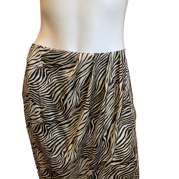 L'Academie Revolve Blythe Black & Tan Zebra Animal Print Faux Wrap Midi Skirt S - Picture 4 of 11